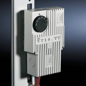Bottom-mounted adaptor for enclosure internal thermostat and hygrostat