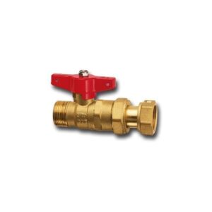 BALL VALVE WTH EXTENSION FITTING - T12 SERIES - MALE/SWIVEL NUT - ALUMINUM HANDLE