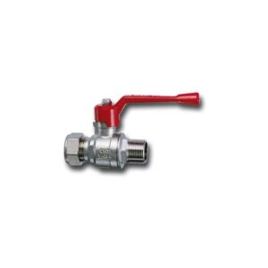 FULL BORE BALL VALVE WITH MALE/COMPRESSION CONNECTION FOR COPPER PIPE - T12 SERIES - ALUMINIUM LEVER HANDLE