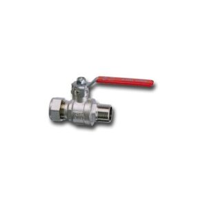 FULL BORE BALL VALVE WITH MALE/COMPRESSION CONNECTION FOR COPPER PIPE - T12 SERIES - STEEL LEVER HANDLE