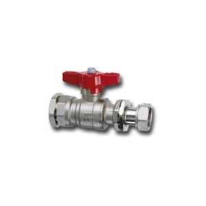 BALL VALVE FOR BRACKET WITH FIXING RING - T12 SERIES - POLYETHYLENE/SWIVEL NUT - ALUMINIUM HANDLE