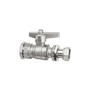 BALL VALVE FOR BRACKET WITH FIXING RING - T12 SERIES - POLYETHYLENE/SWIVEL NUT - BRASS HANDLE