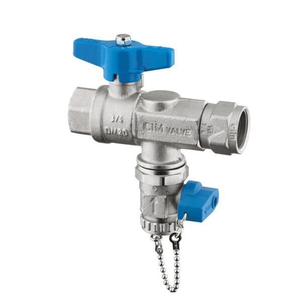 FULL BORE BALL VALVE WITH STRAINER, NON-RETURN VALVE, DRAIN COCK, BRASS CAP AND CHAIN - T12 SERIES