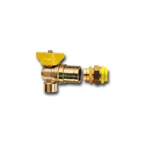 GAS BALL VALVE WITH COMBINED QUICK CONNECTOR AND AUTOMATIC THERMAL DISCONNECTOR DEVICE - COMPLETE WITH FLEXIBLE STEEL COUPLING