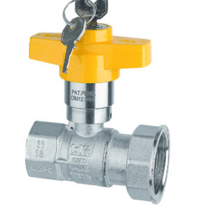 FULL BORE BALL VALVE FOR GAS WITH SWIVEL UNION FOR NATURAL GAS METER - KEY CONTROL SAFETY/TAMPER PROOF HANDLE