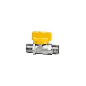 STRAIGHT BALL BIB COCK FOR GAS - UNI-CIG 9891 - "PRESS AND TURN" SAFETY HANDLE - MALE/MALE
