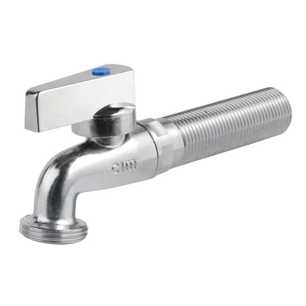 BALL BIB COCK EXTENDED TYPE FOR WASHING MACHINE WITH NON RETURN VALVE- CHROME PLATED POLISHED FINISH - PN 16