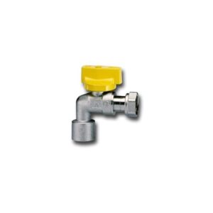 RIGHT ANGLE BALL BIB COCK FOR BOILERS - "PRESS AND TURN" SAFETY HANDLE - FEMALE/SWIVEL NUT