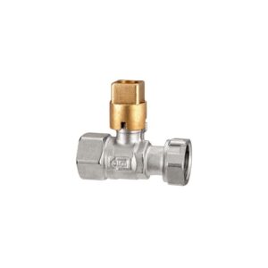 BALL VALVE FOR WATER METER INLET WITH HEPTAGONAL TAMPER PROOF NUT - T12 SERIES - BRASS SQUARE CAP 20X20
