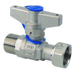 MA/FE BALL VALVE FOR WATER METER INLET WITH TAMPER PROF DEVICE - T12 SERIES - BRASS HANDLE