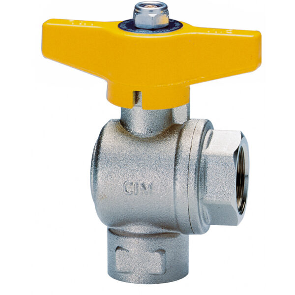 RIGHT ANGLE FULL BORE BALL VALVE FOR GAS - T10 TYPE - FEMALE/FEMALE