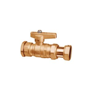 POLYETHYLENE BALL VALVE EXTENSION FITTING WITH SWIVEL NUT - T12 SERIES - BRASS HANDLE