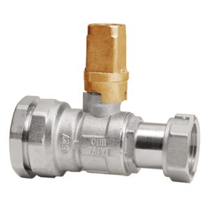 POLYETHYLENE BALL VALVE FOR WATER METER INLET SWIVEL NUT - T12 SERIES - SQUARE CAP 20X20 - FIXED TYPE