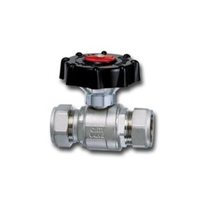 "BALLSTAR" - FULL BORE BALL VALVE WITH COMPRESSION CONNECTIONS FOR COPPER PIPE - T12 SERIES - SPEED REDUCER HANDWHEEL
