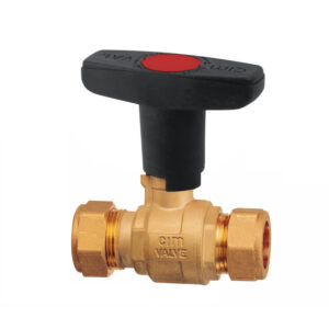 FULL BORE BALL VALVE WITH COMPRESSION CONNECTIONS FOR COPPER PIPE - "CR" BRASS - T12 SERIES - 6/6 NYLON HANDLE